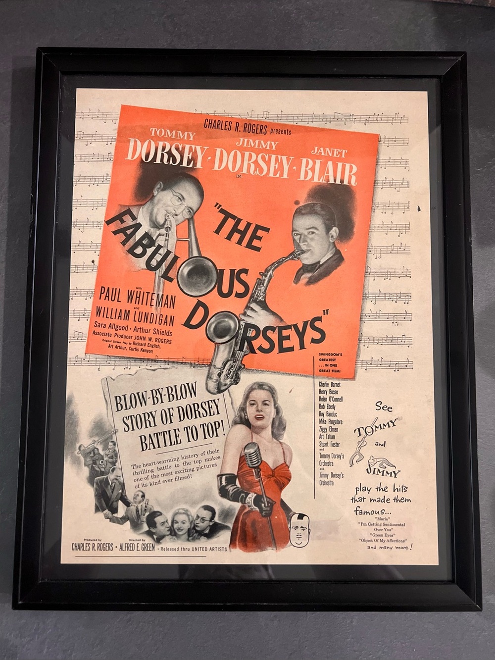 The Fabulous Dorseys Framed Movie Poster Print Jazz Big Band Wall Art 15x12